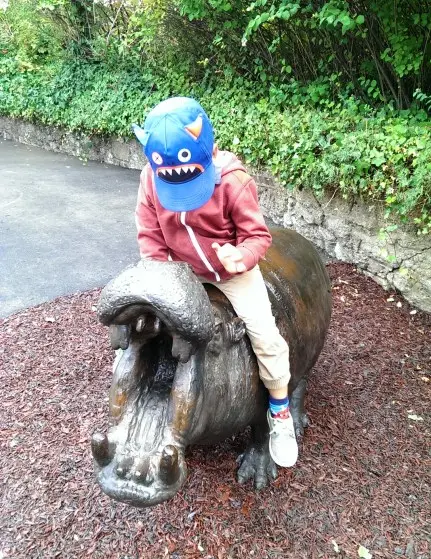 Playing with the (pretend) hippo!